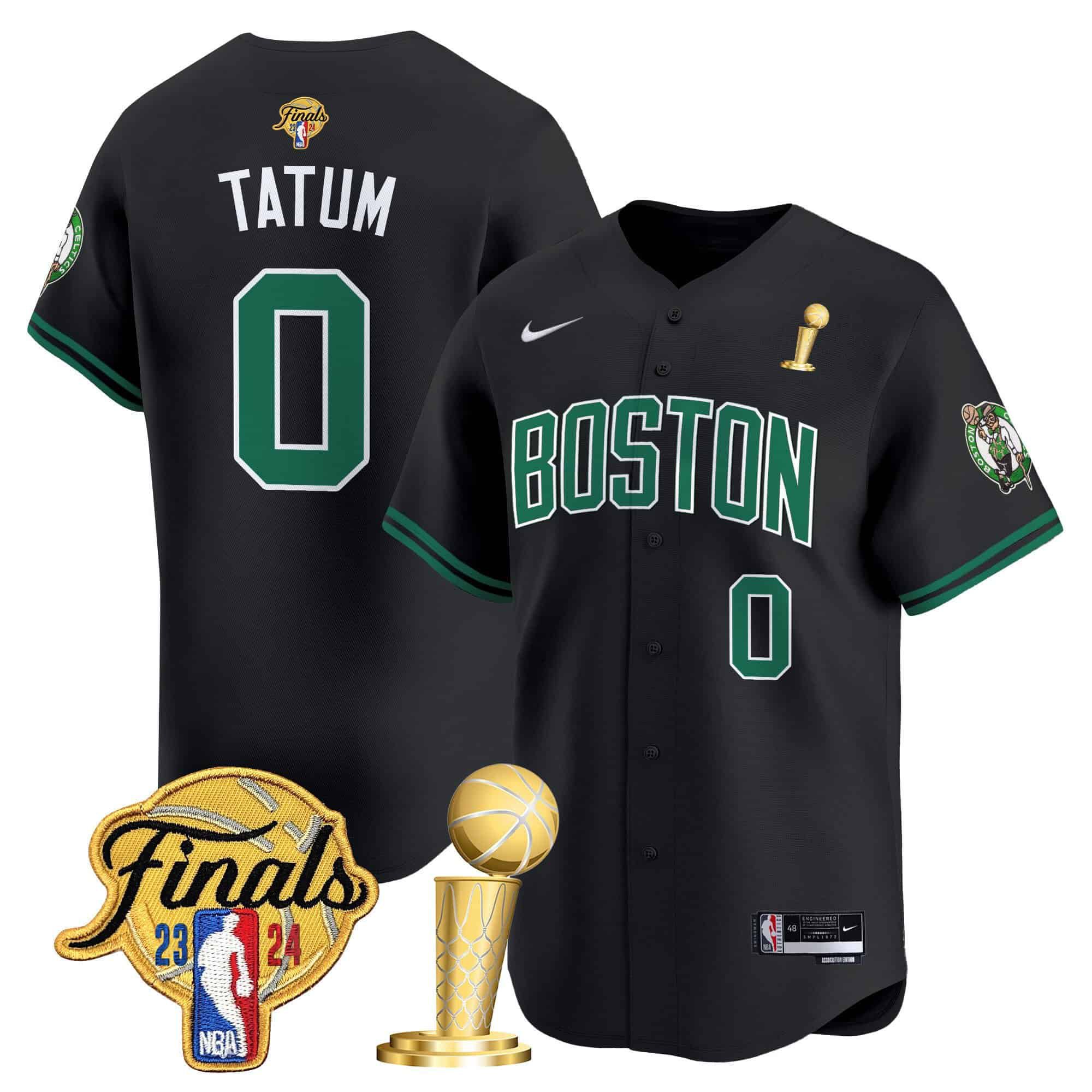Men Boston Celtics #0 Tatum Black 2024 Nike Final & Champions Patch Baseball NBA Jersey->more ncaa teams->NCAA Jersey